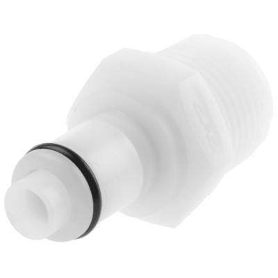Colder Products Hose Connector Threaded 3/8 in Male NPT Acetal Body White 8.3 bar PLCD24006