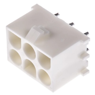 TE Connectivity Universal MATE-N-LOK Series Straight Through Hole PCB Header 6 Contacts 6.35 mm Pitch 3 Row 350711-1