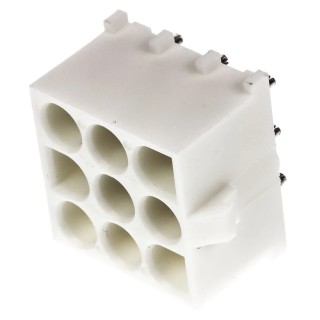 TE Connectivity Universal MATE-N-LOK Series Straight Through Hole PCB Header 9 Contact 6.35 mm Pitch 3 Row 350712-1