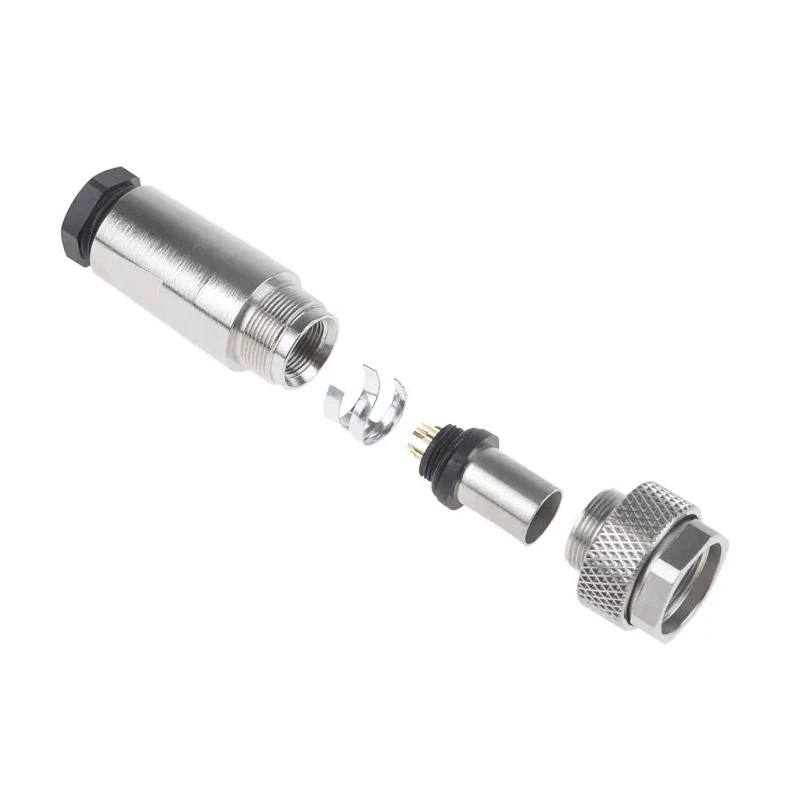 binder Circular Connector 5 Contacts Cable Mount M9 Plug Male IP67 Nickel Housing 125V 3A Gold Contacts 712 99.0413.10.05