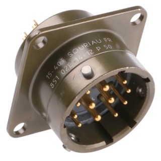 Souriau Sunbank by Eaton Copper Alloy Straight 12 Way Panel Mount MIL Spec Circular Connector 500V 13A 85102E1412P50