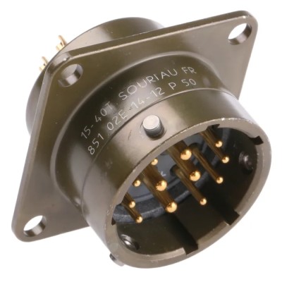 Souriau Sunbank by Eaton Copper Alloy Straight 12 Way Panel Mount MIL Spec Circular Connector 500V 13A 85102E1412P50