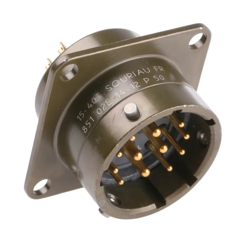 Souriau Sunbank by Eaton Copper Alloy Straight 12 Way Panel Mount MIL Spec Circular Connector 500V 13A 85102E1412P50