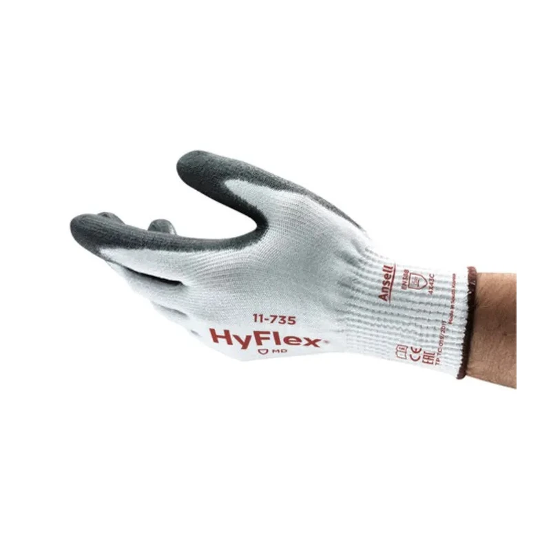 Ansell HyFlex 11-735 White Nylon Cut Resistant Work Gloves Size 10 Polyurethane Coating 11735100