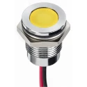 RS PRO Yellow Panel Mount Indicator 24V dc 20mA Lead Wire Termination IP67 Flush 130-2261