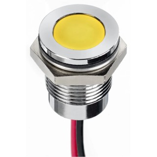RS PRO Yellow Panel Mount Indicator 24V dc 20mA Lead Wire Termination IP67 Flush 130-2261