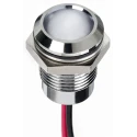 RS PRO White Panel Mount Indicator, 1.8V dc, 3.3V dc, 20mA, Lead Wire Termination, IP67, Prominent Bezel, Silver 130-1078