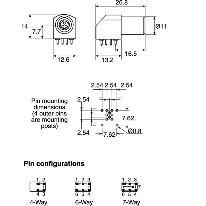 LEMO Circular Connector 4 Contacts Panel Mount 12.6 mm Socket Female Push Pull 1B Series EPG.1B.304.HLN