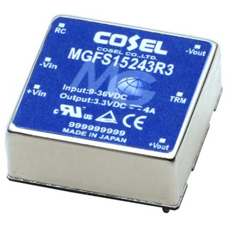 Cosel DC/DC Converter 15V DC 1A Input 36V-48V 15W PCB 6-Pin DIP High Efficiency MGS154815-R