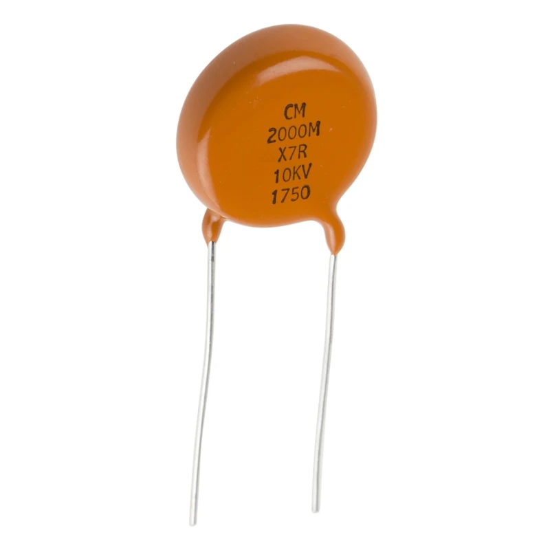 Vishay Single Layer Ceramic Capacitor 2 nF 10kV DC ±20 % X7R Dielectric Through Hole 105°C Max Op. Temp. 615RX7RAM103EN202M