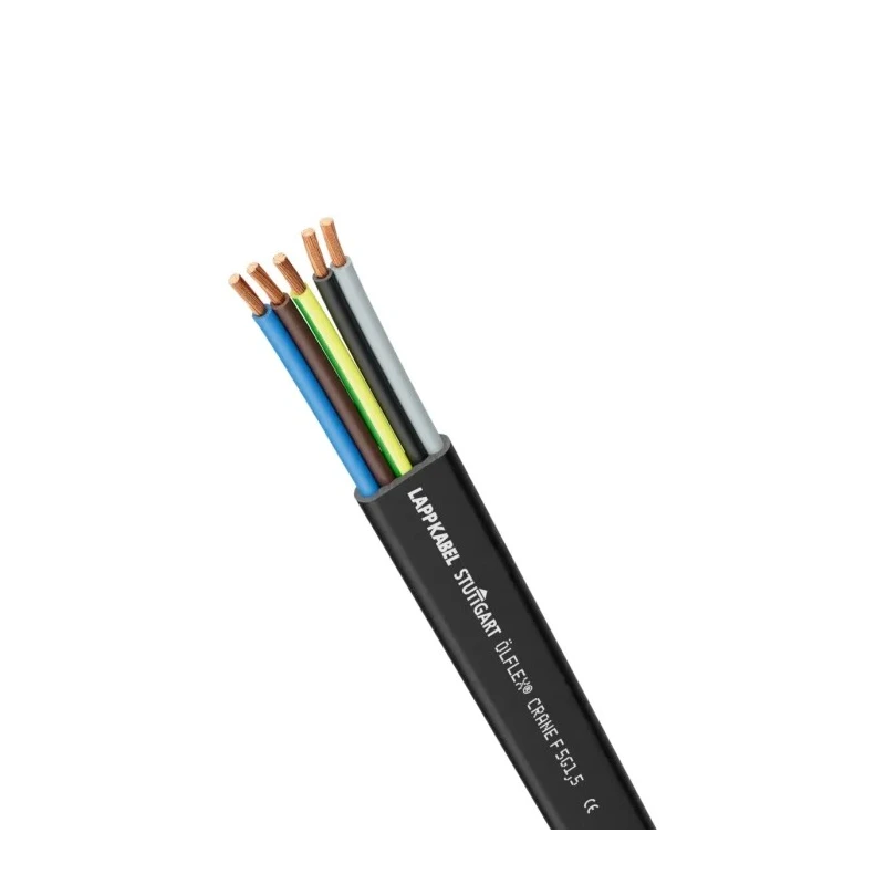 Lapp ÖLFLEX CRANE F Control Cable 8 Cores 1.5mm² 15 AWG 50 m Unscreened Stranded Black Rubber Sheath 0041044