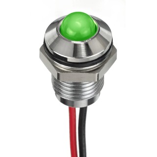 RS PRO Green Panel Mount Indicator, 1.8V dc, 3.3V dc, 20mA, Lead Wire Termination, IP67, Prominent Bezel 132-9099