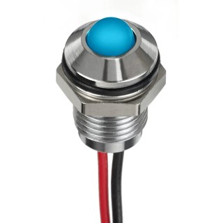 RS PRO Blue Panel Mount Indicator 1.8/3.3 V DC 20mA Lead Wire Termination IP67 Prominent Bezel 132-9101