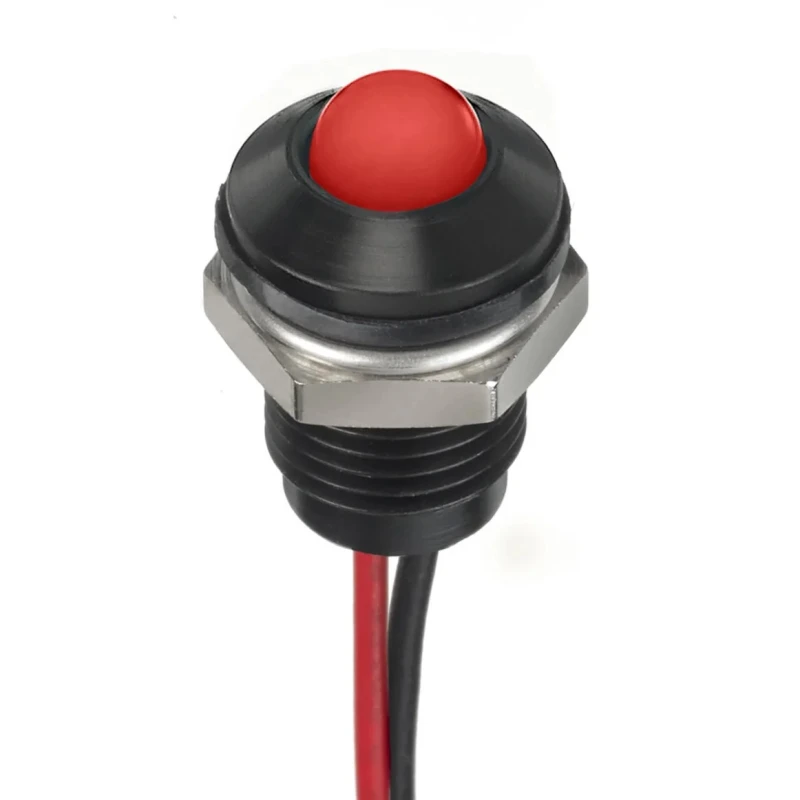 RS PRO Red Panel Mount Indicator 12V DC 20mA Lead Wire Termination IP67 Prominent Bezel 132-9133