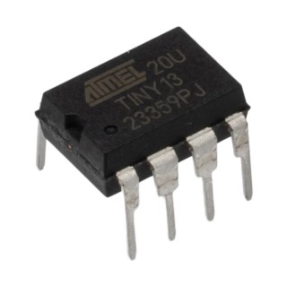 Microchip 8 bit AVR Microcontroller 1kB FLASH, 20 MHz, 8-Pin PDIP ATTINY13-20PU