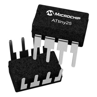 Microchip 8 bit AVR ATtiny25 Microcontroller 10 MHz 2kB FLASH 8-Pin PDIP ATTINY25V-10PU