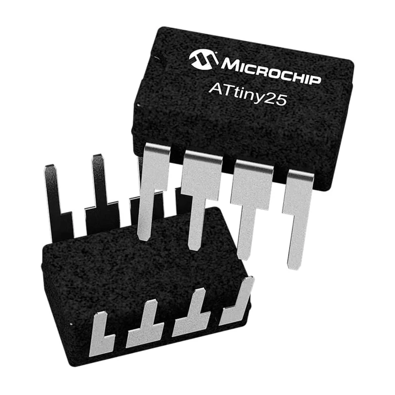 Microchip 8 bit AVR ATtiny25 Microcontroller 10 MHz 2kB FLASH 8-Pin PDIP ATTINY25V-10PU
