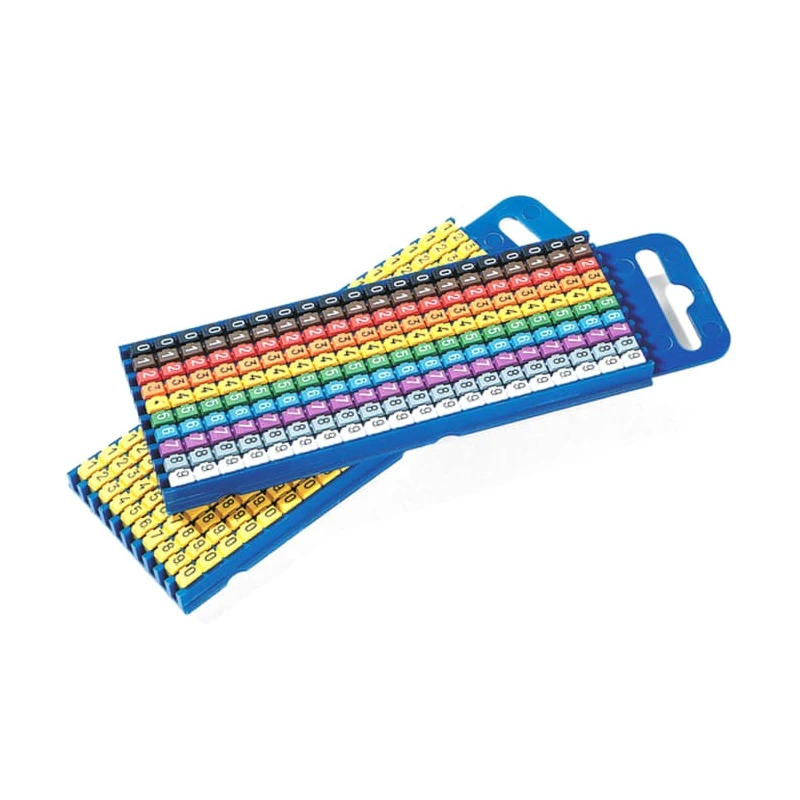 HellermannTyton Snap-On Cable Marker Kit, Pre-Printed 0-9, Multicolour, For 4.3 to 5.3 mm Cable Diameter, Polyamide 66 WIC3