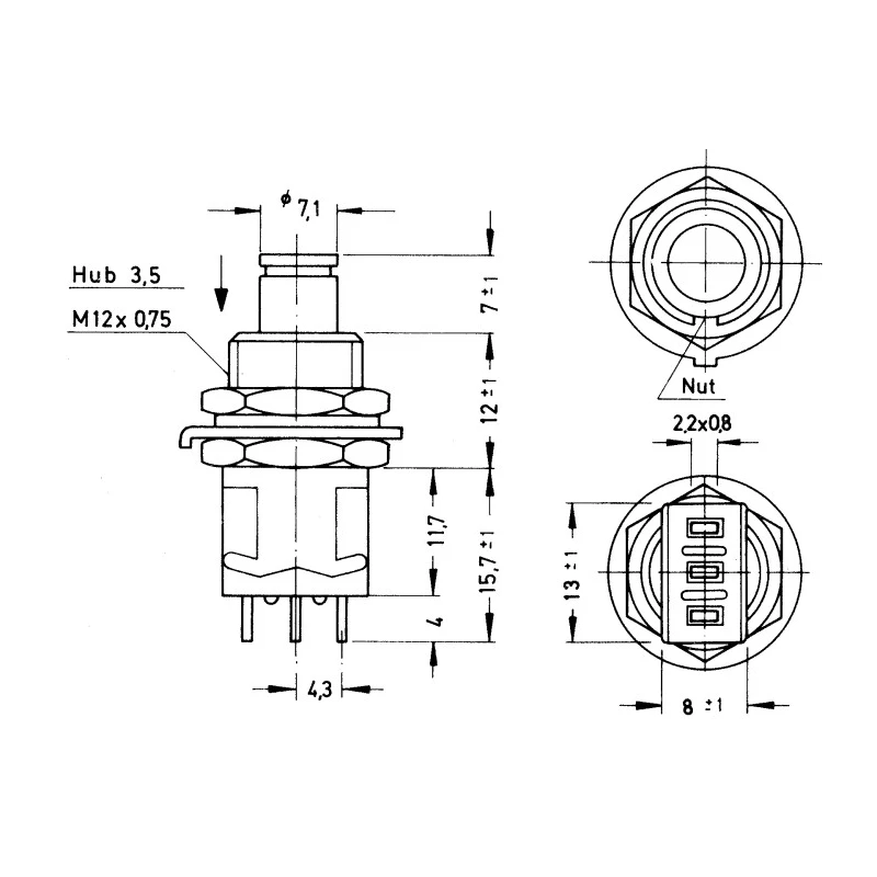 KNITTER-SWITCH MPG Series Momentary Push Button Switch Panel Mount SPDT with White LED IP67 250V ac MPG 106 F
