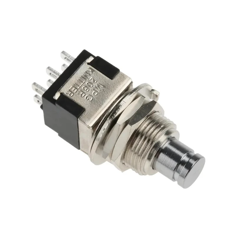KNITTER-SWITCH Push Button Switch, Momentary, Panel Mount, 12.5 mm Cutout, Silver Actuator, DPDT, IP67, 250 V AC MPG 206 R