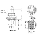 KNITTER-SWITCH Push Button Switch, Momentary, Panel Mount, 12.5 mm Cutout, Silver Actuator, DPDT, IP67, 250 V AC MPG 206 R