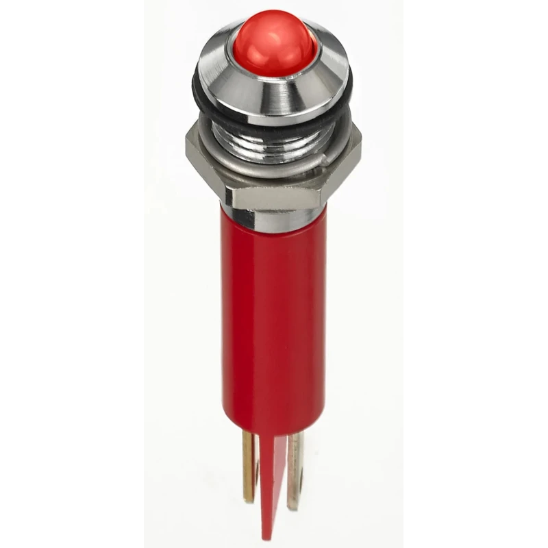 RS PRO Red Panel Mount Indicator 2V DC 20mA Solder Lug Termination IP67 Prominent Bezel 134-5531
