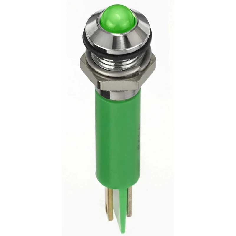 RS PRO Green 2V DC 20mA Prominent Silver Bezel Panel Mount Indicator 134-5532