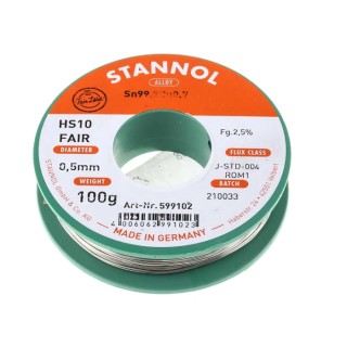Stannol Lead Free Solder Wire 0.5 mm Diameter, Rosin Based Flux, 227°C Melting Point 599102