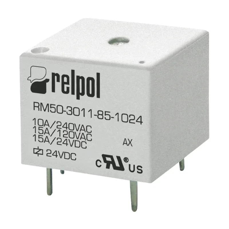 Relpol RM50 Series PCB Power Relay, 9V DC Coil Voltage, 15A Switching Current, SPDT Contact Configuration RM50-3011-85-1009