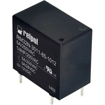 Relpol PCB Power Relay 12V DC Coil 5A Switching Current SPST RM32N-3021-85-S012