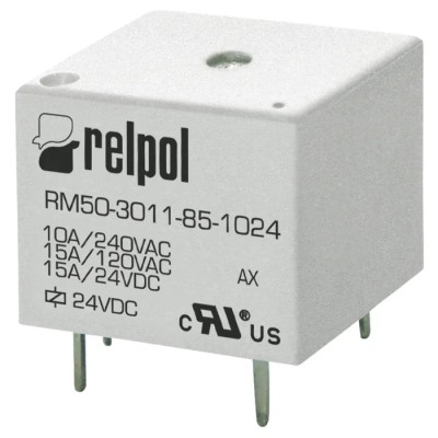 Relpol PCB Power Relay SPDT, 5V DC Coil, 15A Switching Current, RM50-3011-85-1005