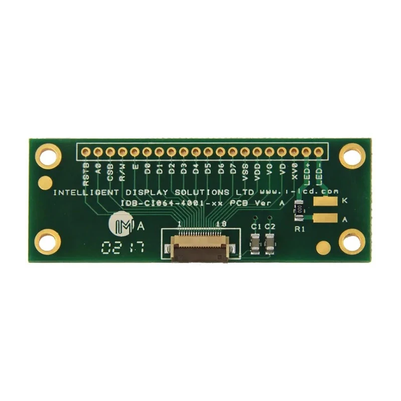 Intelligent Display Solutions Breakout Board for CI064-4001-xx 2x16 Alphanumeric LCD Display IDB-CI064-4001-XX-02