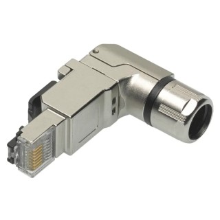 Molex 130047 Series RJ45 Male Cable Connector Cat5e Cat6a Shielded Right Angle 1 Port 8 Way RJ45