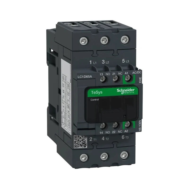 Schneider Electric TeSys D Contactor, 110V AC/DC Coil, 3-Pole, 65 A, 30 kW Power Rating, 3 NO Auxiliary Contacts LC1D65AEHE