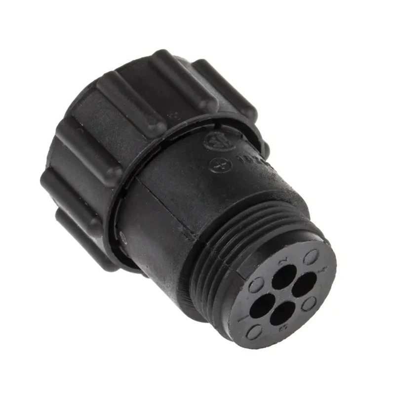 TE Connectivity Circular Connector 4 Contacts In-Line Standard Connector Plug Male 600V 13A Thermoplastic Housing 182651-1
