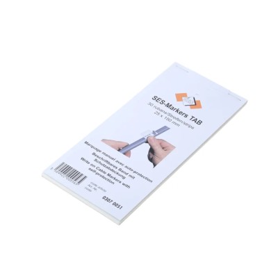 SES Sterling SES-TAB Adhesive Cable Marker Book, Polyvinyl Chloride, 25mm x 150mm, V-0 UL94 Fire Behaviour 03070051000