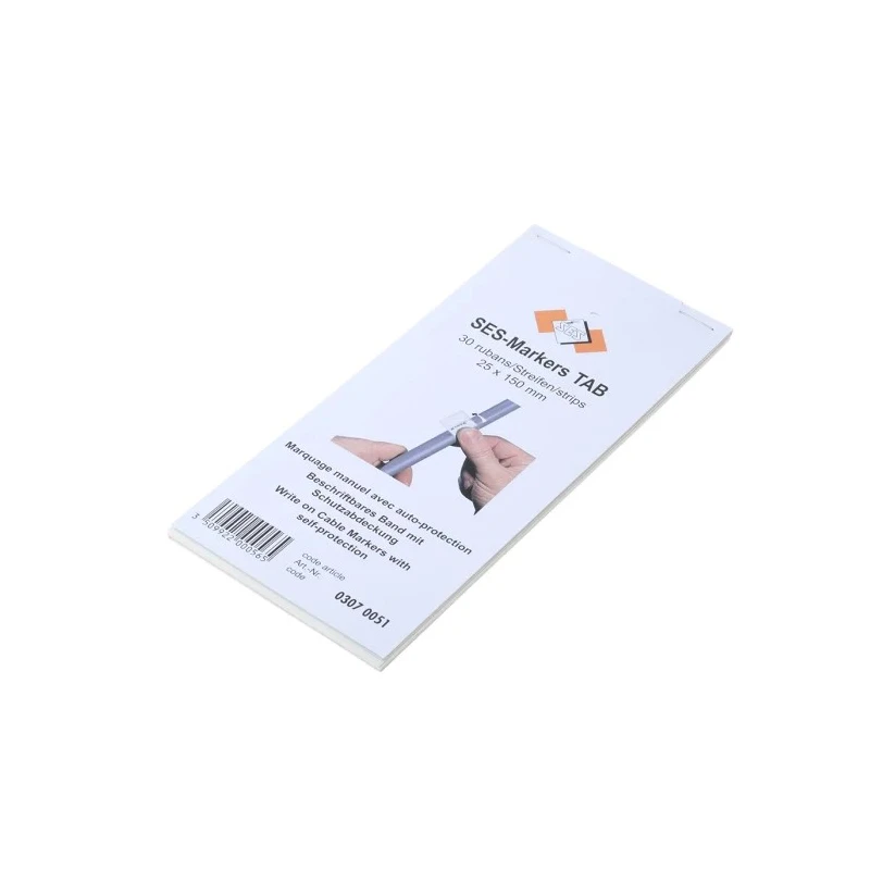 SES Sterling SES-TAB Adhesive Cable Marker Book, Polyvinyl Chloride, 25mm x 150mm, V-0 UL94 Fire Behaviour 03070051000