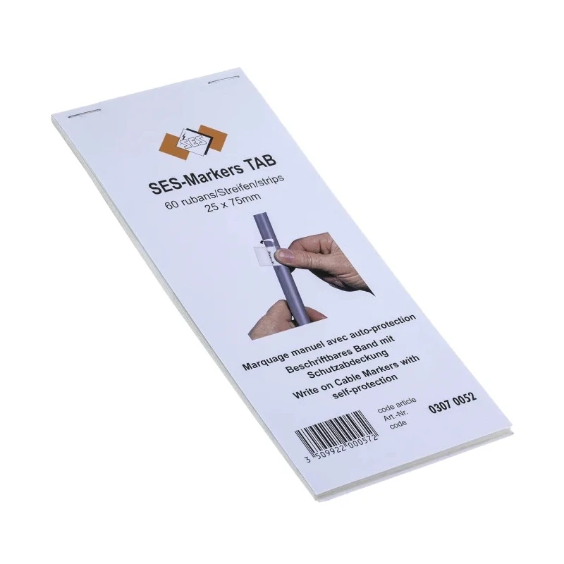 SES Sterling Adhesive Cable Marker Book, Pre-printed Legend SES-TAB Series 25mm Length 75mm Width 03070052000