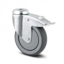 Tente Swivel Castor with Rubber Wheel 100 mm Diameter, 80 kg Load Capacity, Precision Ball Bearing Hub 2477PJX100P30CHC10X90