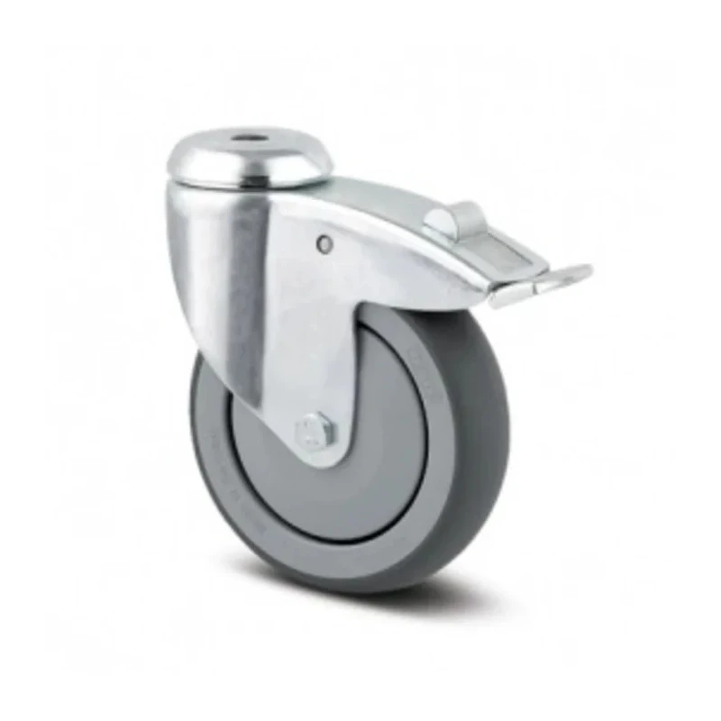 Tente Swivel Castor with Rubber Wheel 100 mm Diameter, 80 kg Load Capacity, Precision Ball Bearing Hub 2477PJX100P30CHC10X90