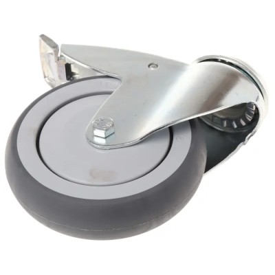 Tente Swivel Castor, 100 kg Load Capacity, 125 mm Rubber Wheel, Precision Ball Bearing Hub 2477PJX125P30CHC10X90