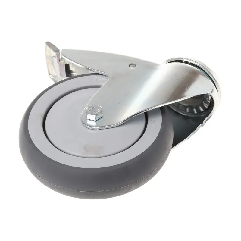 Tente Swivel Castor, 100 kg Load Capacity, 125 mm Rubber Wheel, Precision Ball Bearing Hub 2477PJX125P30CHC10X90