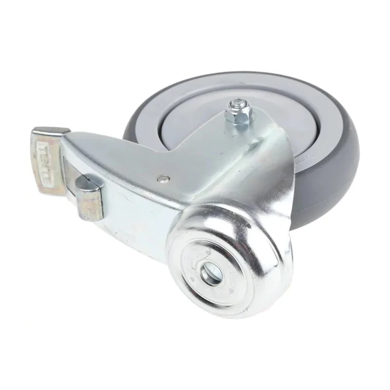 Tente Swivel Castor, 100 kg Load Capacity, 125 mm Rubber Wheel, Precision Ball Bearing Hub 2477PJX125P30CHC10X90