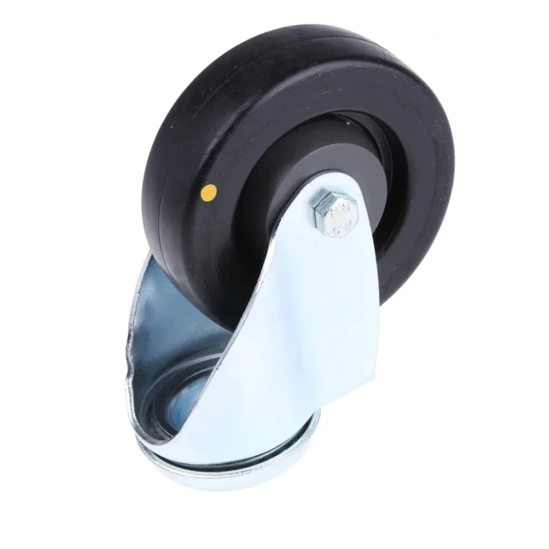Tente Institutional Swivel Castor 80 kg Load Capacity 100 mm Rubber Wheel with Steel Hub 2470UYP100P30CHC10X90