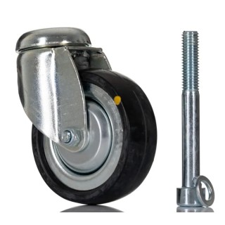 Tente Swivel Castor with 75 mm Rubber Wheel, 60 kg Load Capacity, Steel Hub, Cone Bearing, M10 Stud 2470DYK075P30CHC10X90