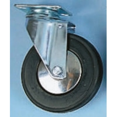 Tente Swivel Castor 75 mm Wheel Diameter, 55 kg Load Capacity, Solid Rubber Wheel, Pressed Steel Frame Zinc 2470DYK075P40