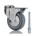 Tente Swivel Castor 80 kg Load Capacity 100 mm Rubber Wheel with M10 Stud Fixing 2877PJO100P30CHC10X90