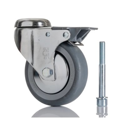 Tente Swivel Castor 80 kg Load Capacity 100 mm Rubber Wheel with M10 Stud Fixing 2877PJO100P30CHC10X90