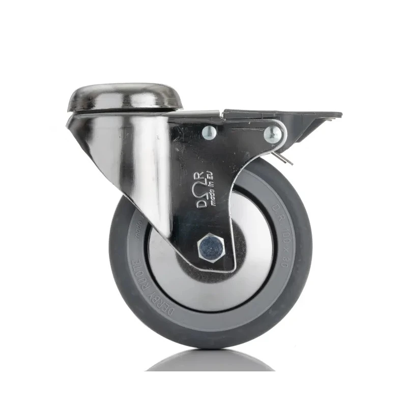 Tente Swivel Castor 80 kg Load Capacity 100 mm Rubber Wheel with M10 Stud Fixing 2877PJO100P30CHC10X90