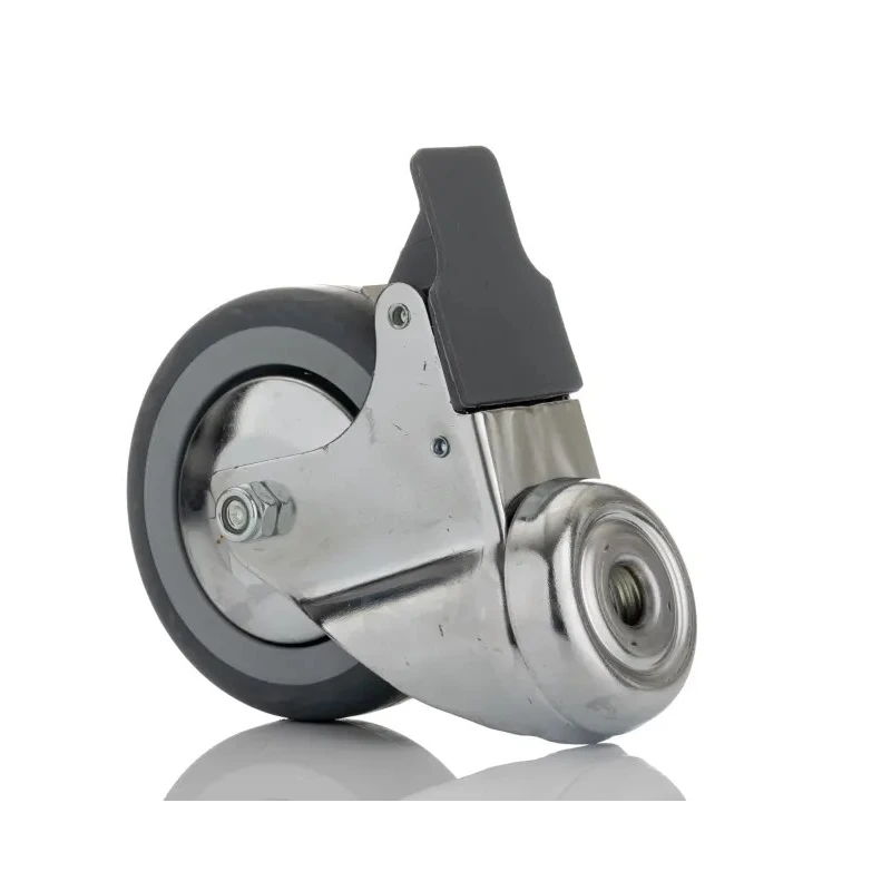 Tente Swivel Castor 80 kg Load Capacity 100 mm Rubber Wheel with M10 Stud Fixing 2877PJO100P30CHC10X90